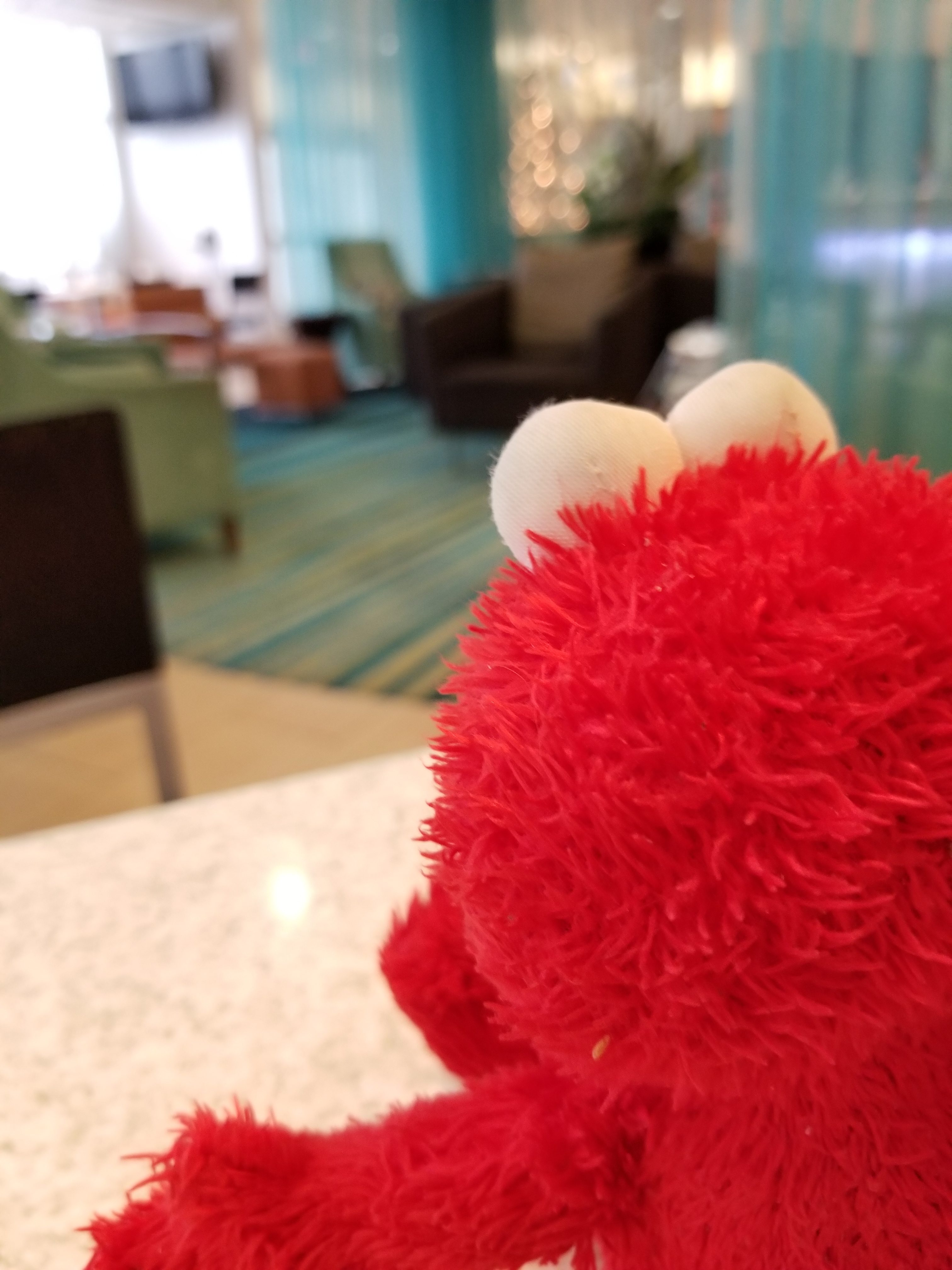 Elmo takes a last look around the Hotel lobby
